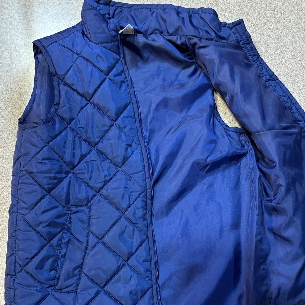 90 Degree by Reflex Quilted Puffer Vest Navy Full Zip Kids EUC Girl's Size 10